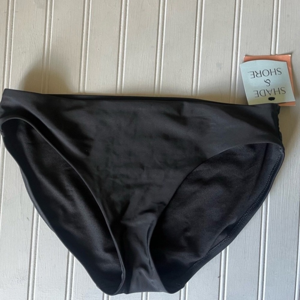 Shade & Shore Low Rise Bikini Bottom Full Seat Coverage Womens Small Black NWT